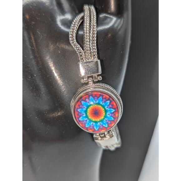 Ginger Snaps Silver Tone Chain Toggle Clasp Bracelet W/ Four Snaps - Picture 1 of 8